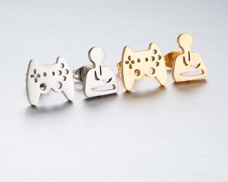 Stainless Steel Game Controller and Joystick Stud Earrings