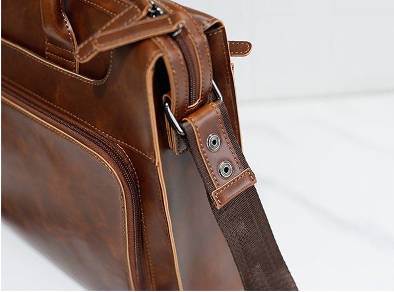 Men's Minimalist Style Leather Briefcase