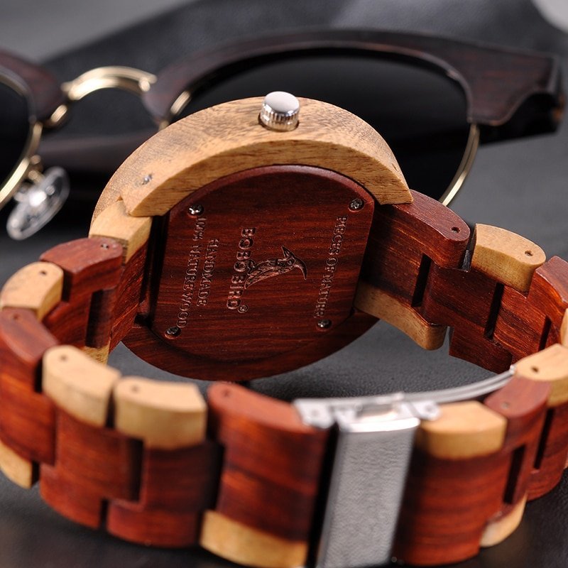 Round Shaped Mechanical Wooden Watch