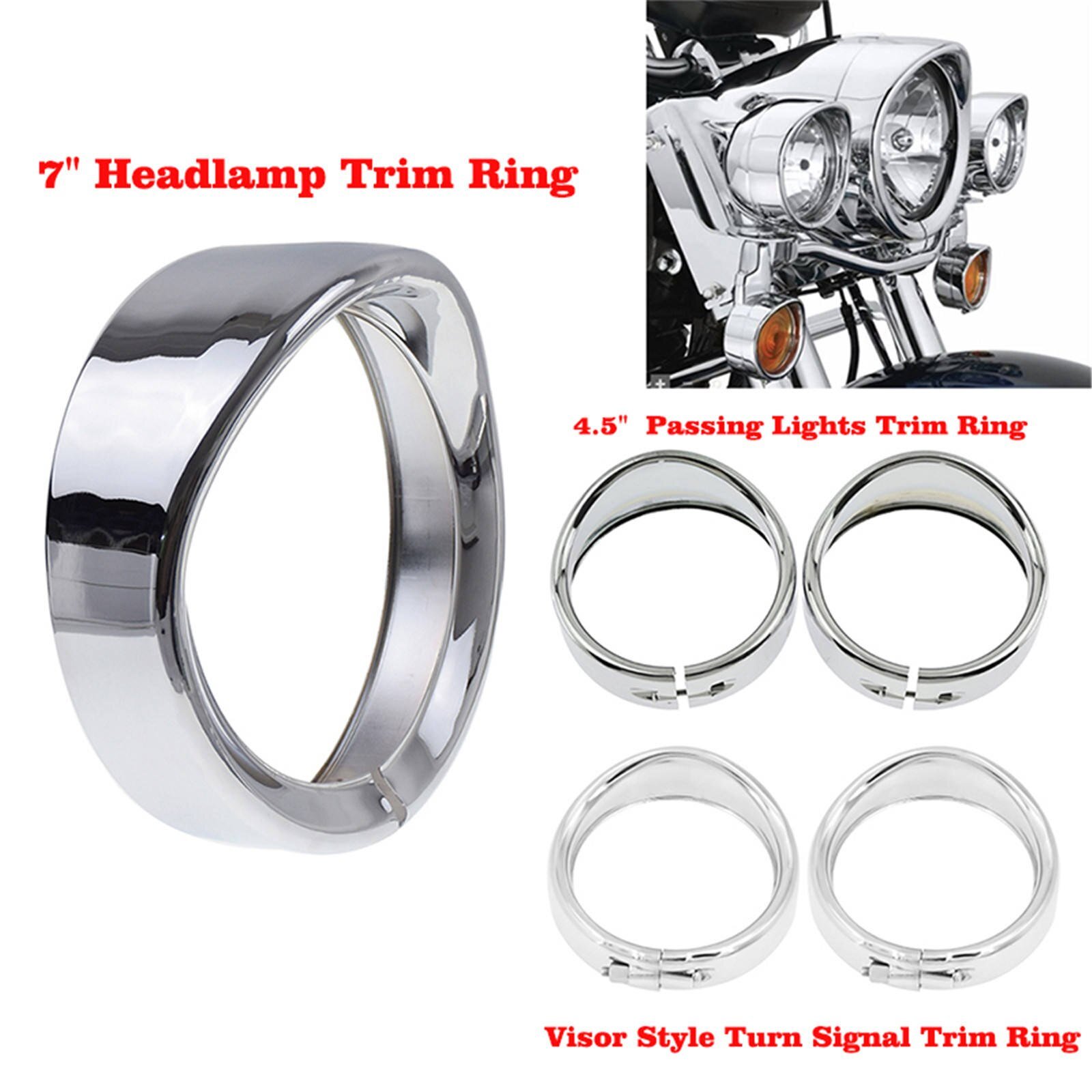 Motorcycle Visor Headlight Trim Ring Set