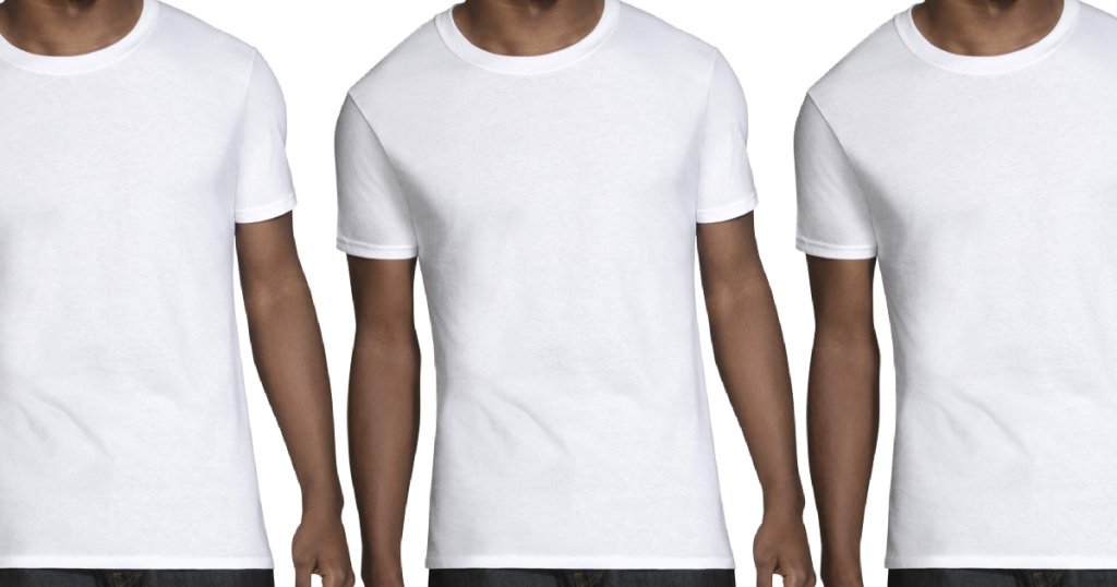 man in white crew t-shirt