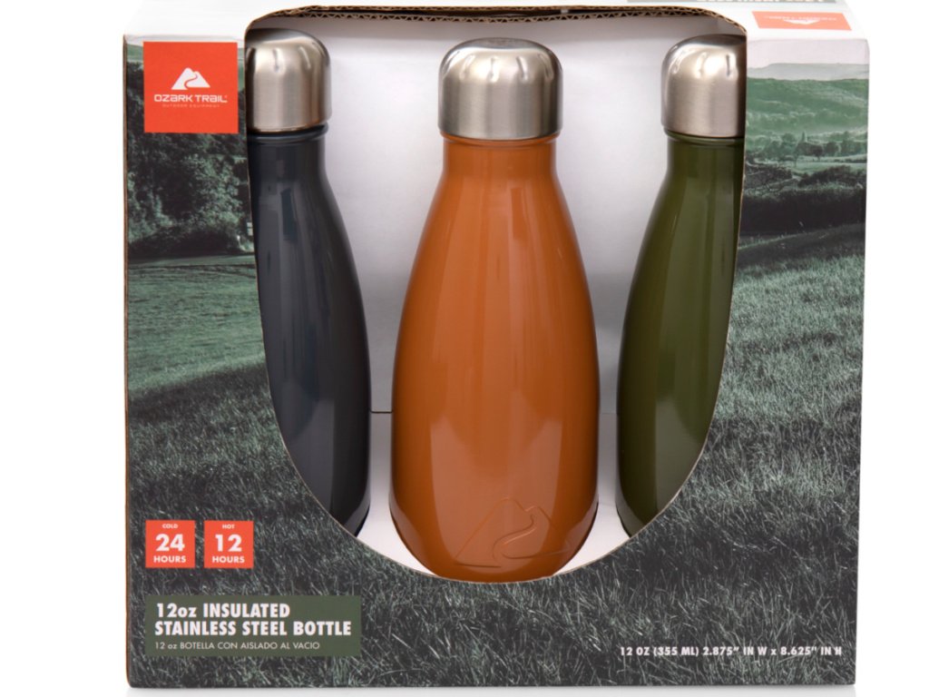 Ozark Trail 3-Pack 12oz Vacuum Insulated Stainless Steel Water Bottles