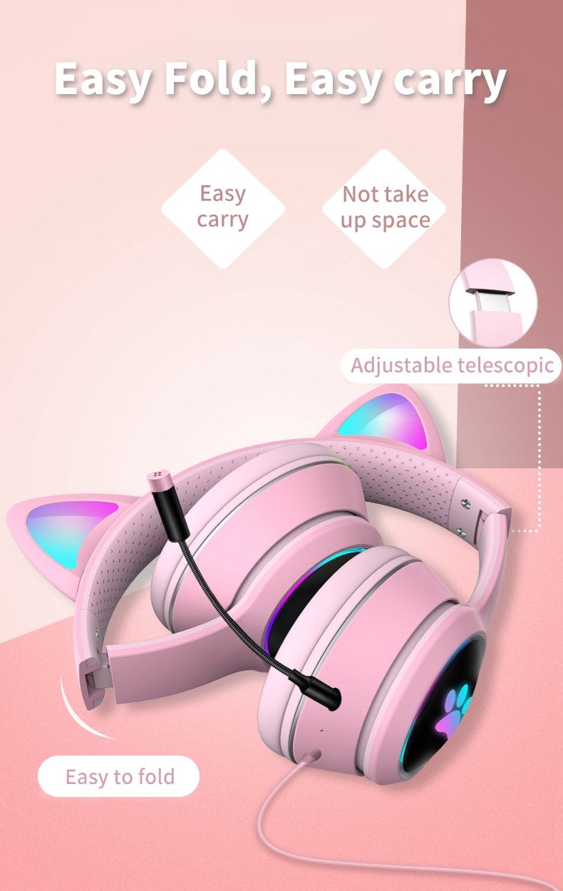 Cat Ear Gamer Headset with Bracelet