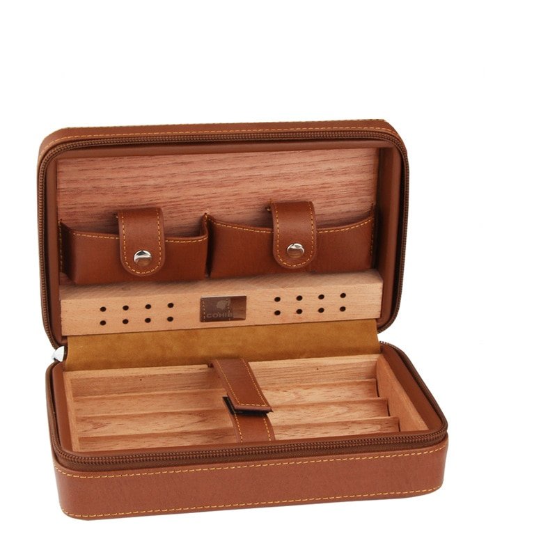 Portable Cedar Wood Cigar Humidor Box