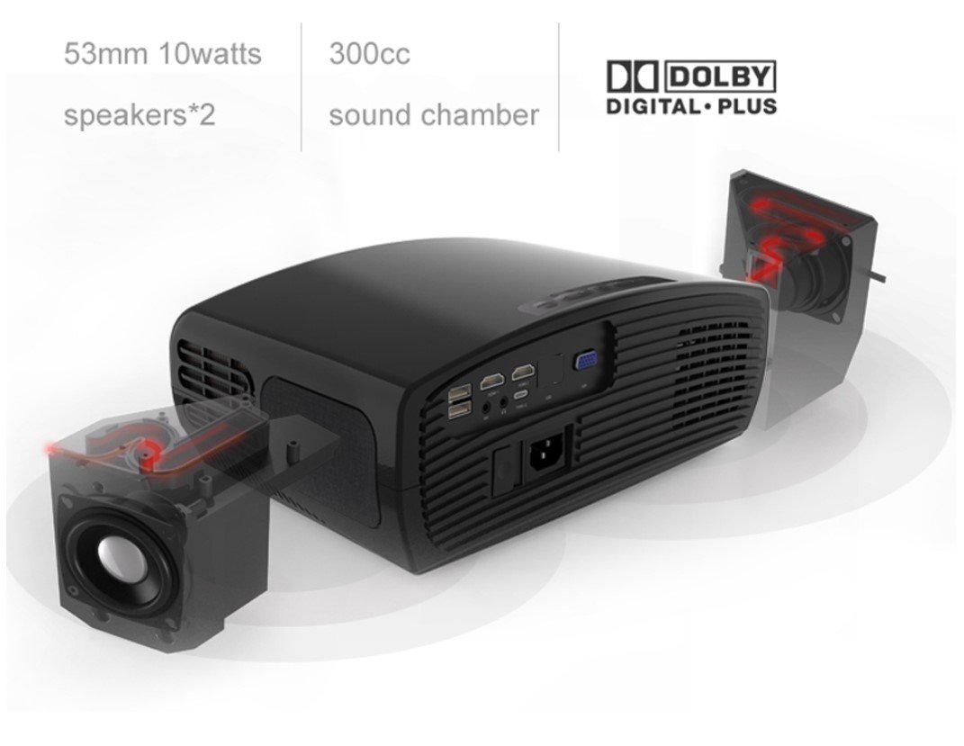 LED Design Full HD Projector for Android 9.0